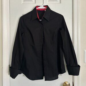 Women's Black Cotton Dress Shirt